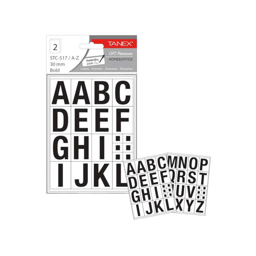 Picture of TANEX BOLD LETTERS A-Z 30MM STICKERS 2 SHEETS